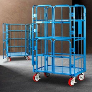 4문형 소형 롤테이너 롤바스켓 카트 철제 핸드카 물류